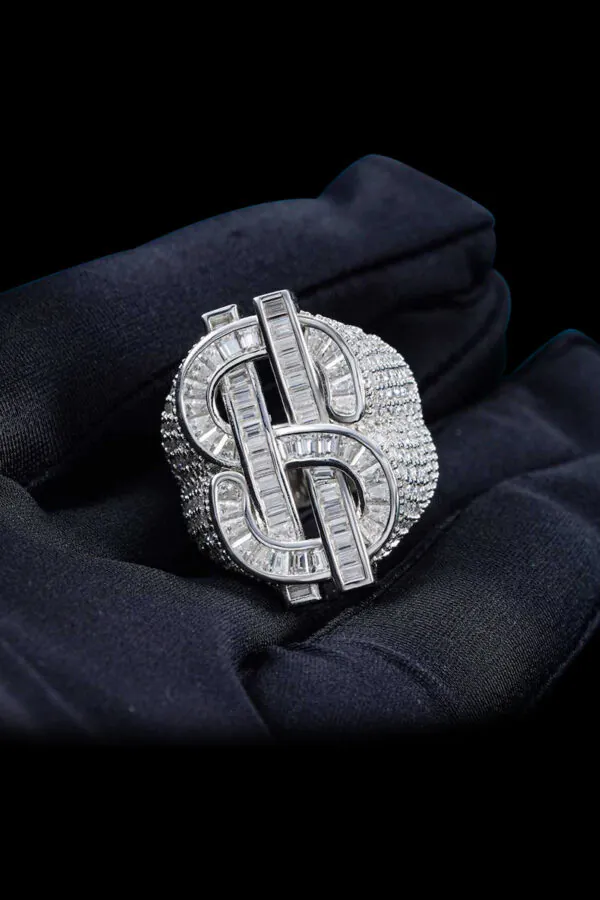 Custom hip hop dollar ring with VVS stones