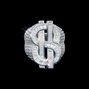 Gold plated sterling silver dollar sign ring