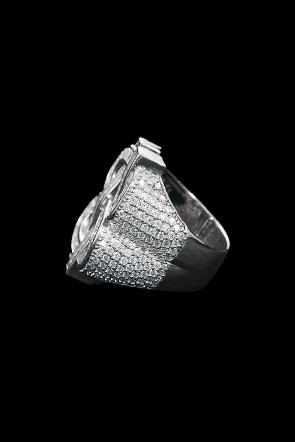 Close-up of hand-set moissanite stones