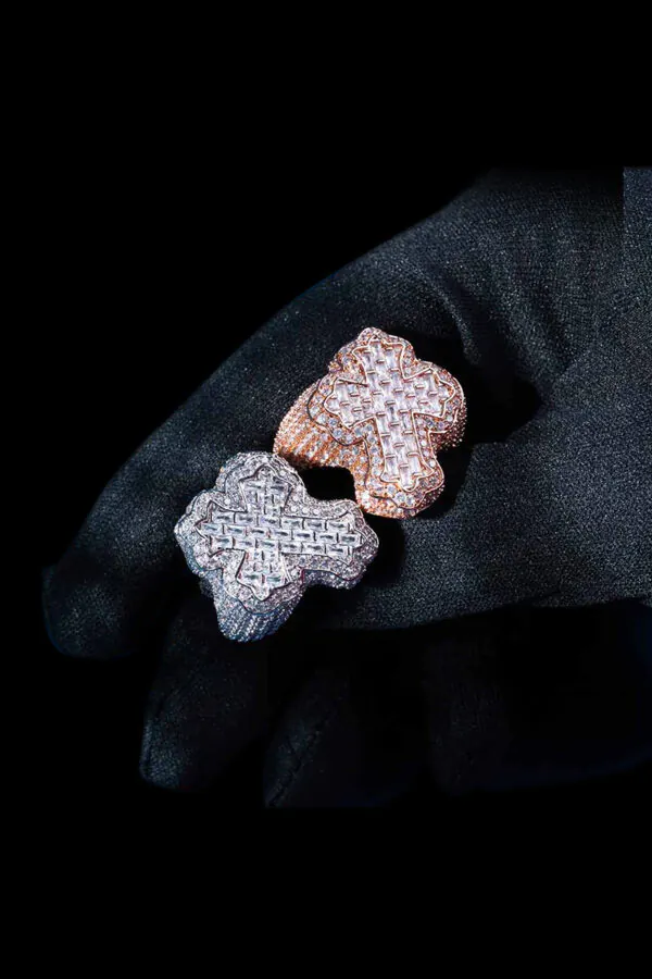 Iced out cross ring for hip hop style