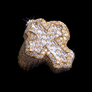 Gold plated sterling silver cross ring