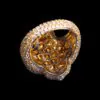 Back view of Fleur Cross Ring in sterling silver with moissanite,   14K gold plated,   iced out ring showcasing back details