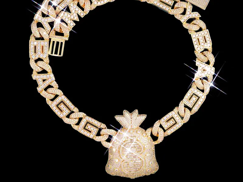 Money Bag Custom Chain& Pendant – custom jewelry price example