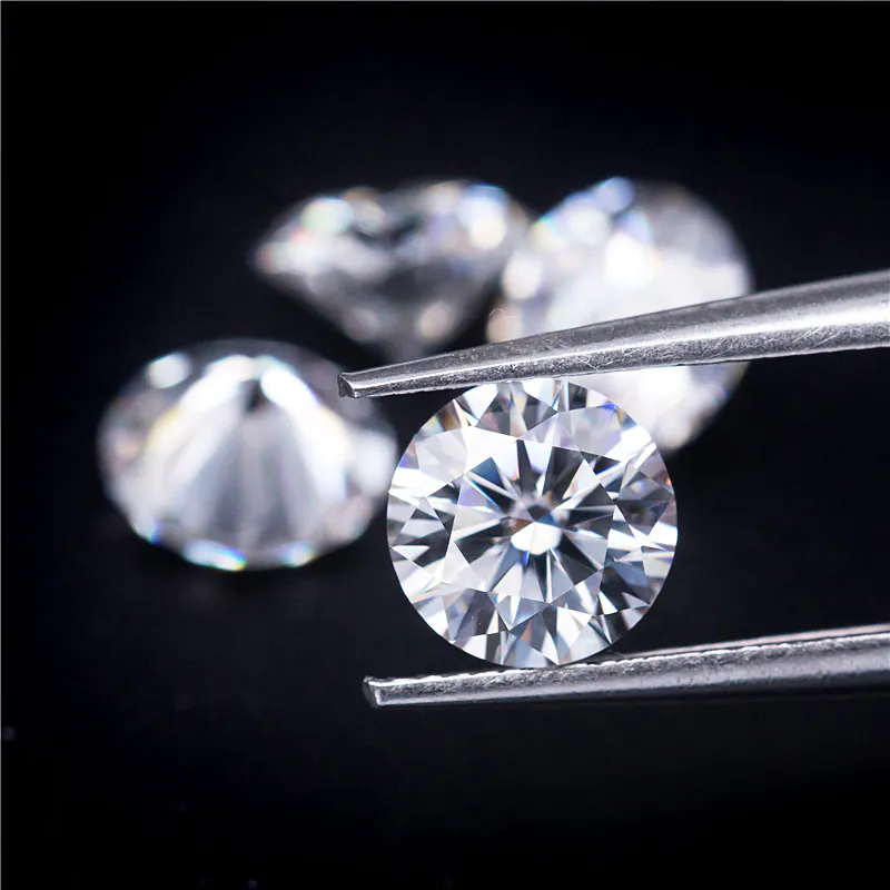 Close-up photo of VVS grade Moissanite under a microscope, showing flawless clarity and precision-cut facets.