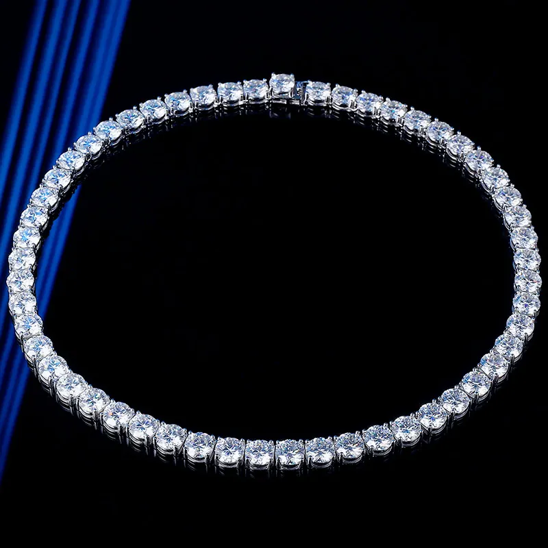 VVS 6.5mm bold tennis chain is displayed on a black background to see the fire Color clearly