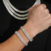 Model wearing 10mm Flat Cuban chain showing natural drape and VVS moissanite shine
