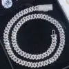8mm silver Flat Cuban chain with VVS moissanite laid flat on white background showing craftsmanship
