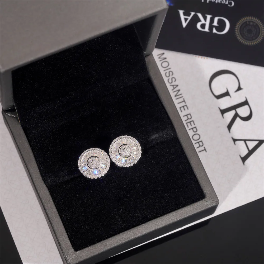 White Gold Plated Baguette Stud Earrings presented in a gift box