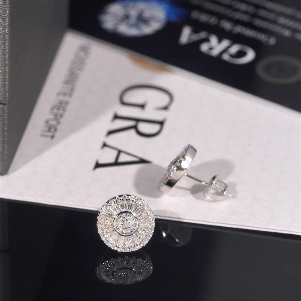 Side profile view of the Sterling Silver Moissanite Stud Earrings