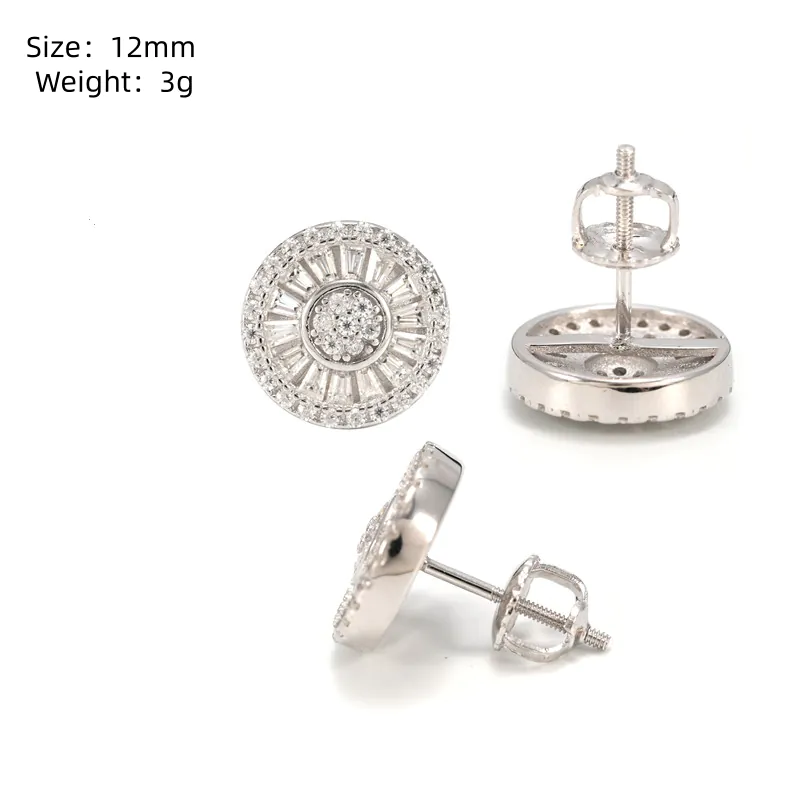 Baguette Cut Stud Earrings in White Gold and Yellow Gold plating options